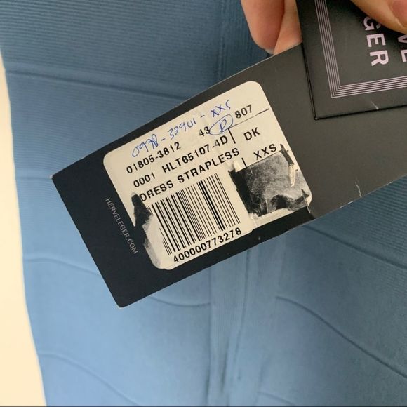 NWT Herve Leger bandage dress. Designer strapless blue dress. Xxs - Picture 7 of 8